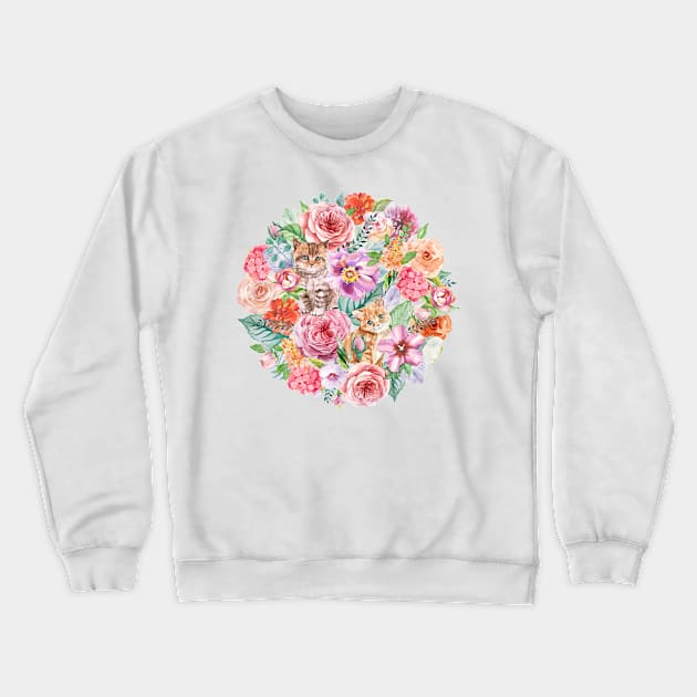 Kittens in flowers II Crewneck Sweatshirt by CatyArte